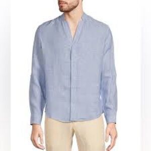 Baird McNutt Murano Linen Mandarin Collar Long Sleeve Woven Shirt - NEW - Size M